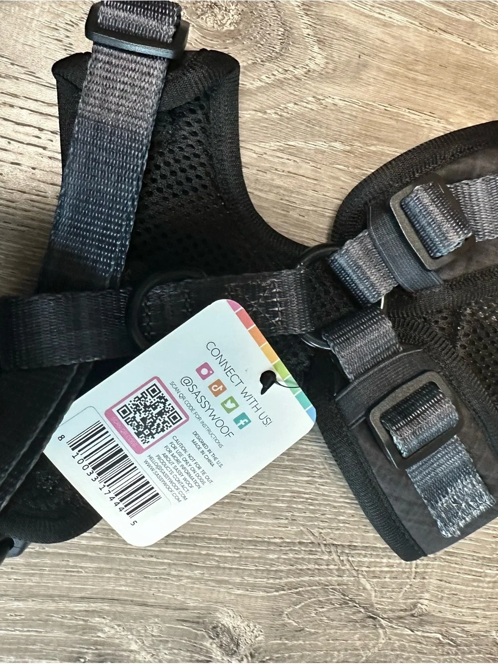 Woof Black Padded Mesh Dog Harness - Comfortable Everyday Support